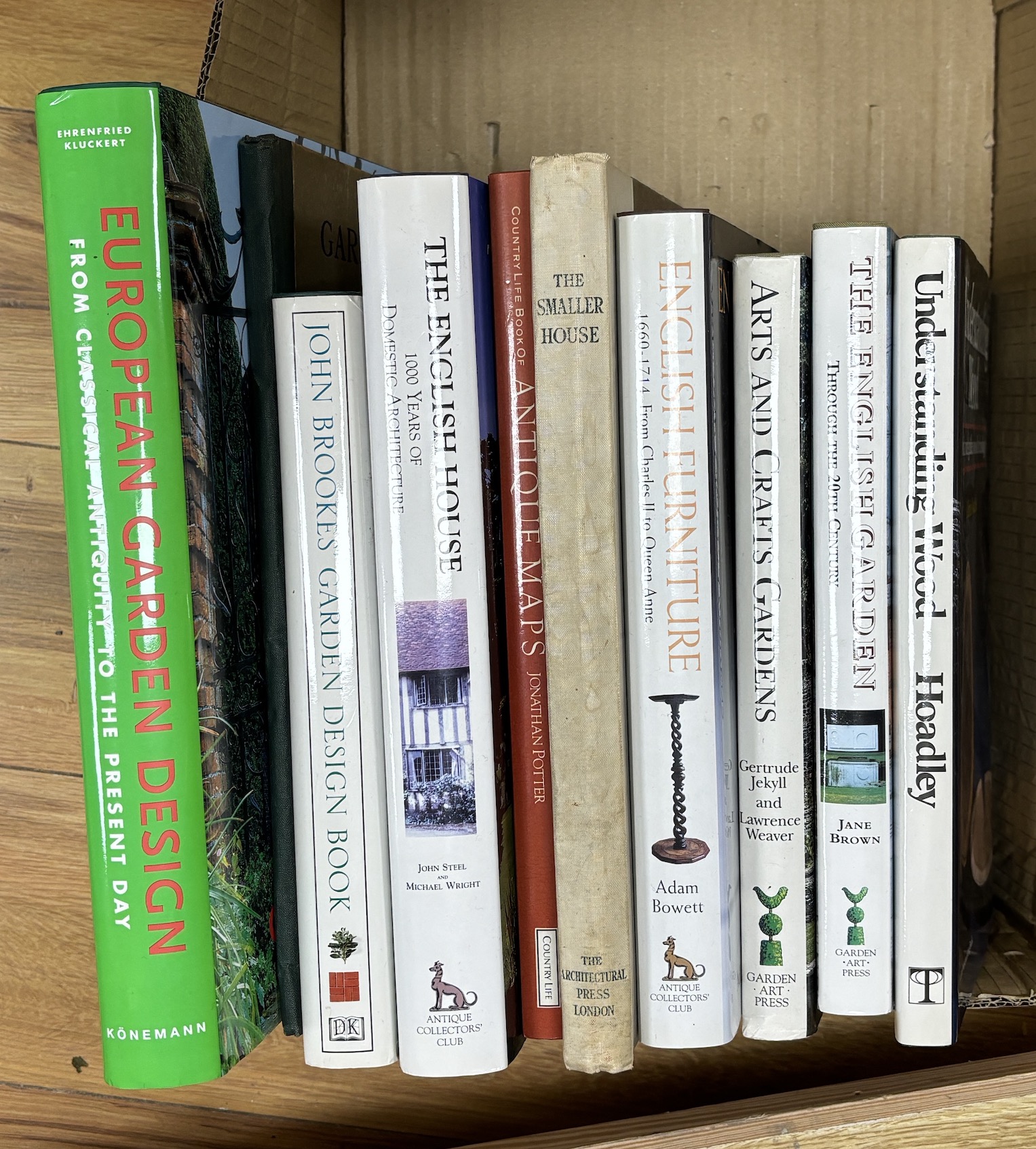 Ten reference books on Furniture and Design, including; European Garden Design, Understanding Wood, The English Garden, English Furniture, Garden Design Book, etc.